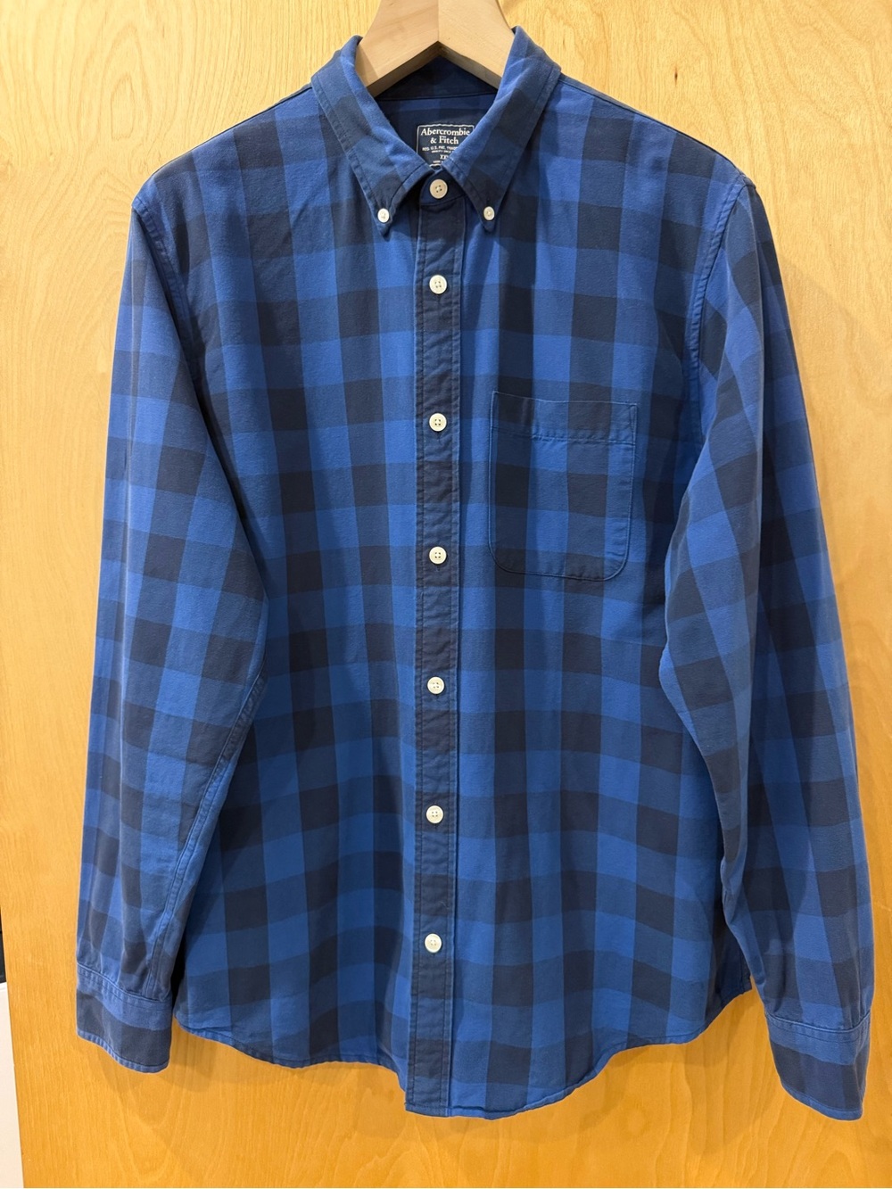 Abercrombie & Fitch Blue and Black Check Button-Down Shirt